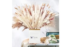 IS TYCONS 58 Pcs Pampasgras Getrocknet Natürliche Trockenblumen Deko DIY Trockene Blüten Strauß,Pampasgras-Bouquet Schilfblume Deko Ideal for Boho Wohnzimmer-Schlafzimmer-und Vasen