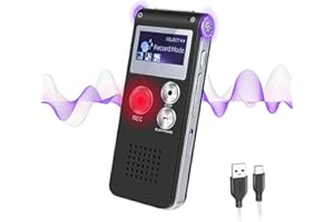 EVISTR 64GB Voice Activated Recorder with 1536kbps HD Audio - Portable MP3 Dictaphone for Lectures/Meetings/Interviews, Password Protect, A-B Repeat