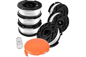 Uchidodo Bobine Fil Coupe Bordure pour Black et Decker Coupe-Bordures, 6 Bobine de Fil Debroussailleuse avec 1 Couvercle de Bobine et 1 Ressort