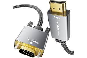 SWITCHFLUX HDMI to VGA Adapter Cable 3FT [Metal Case, Nylon Cable] 1080P@60Hz HDMI Male to VGA Male Uni-Directional Braided Cord for Computer, Laptop, Monitor, Roku, Xbox, Graphics Card More