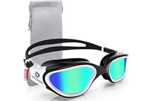 RIOROO Occhialini Nuoto Uomo Donna Unisex Adulto Junior,Polarizzati Occhialini Piscina con Ampie Lenti,Anti-Appannamento,Protezione UV,Impermeabile Anti-Perdita Confortevole Regolare Professionale