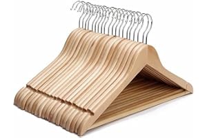 HOME DESIGN & CONFORT Pack 20 Perchas Ropa Madera - Cabides de Madeira Resistentes y Elegantes para su Ropero - Perchas Madera (20)