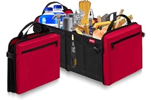 MORROLS Kofferraum Organizer, Kofferraumtasche Auto Organizer, Faltbar Wasserfeste Langlebig (Schwarz+Rot)