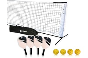 ‎L.A. SPORTS Pickleball Starter Set 4 x Schläger mobiles Tennisnetz 320 cm je 2 Indoor & Outdoor-Bälle Tragetasche