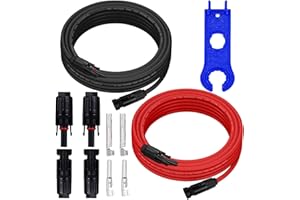 HUAZIZ 1 Paire 2 M Câble d'Extension Solaire avec Solaire Connecteur Femelle et Mâle Adaptateur Rallonge Connecteur de Panneau Solaire Outil pour Photovoltaïque Panneau Solaire