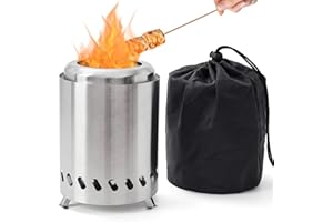 VORTEXQ6 Table Top Fire Pit, 304 Stainless Steel Smokeless Portable Tabletop Camping Stove with Stand - Outdoor & Patio Wood Burning/Pellet Fueled for Urban & Suburbs with Travel Bag