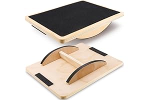 Mexgcom Balance Board, Wood Standing Desk Accessory, Rutschfestes Balance Board für Erwachsene, Core Strength, Gleichgewichtstrainer für Übung Körper Gleichgewicht