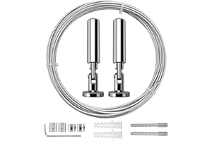 YIXISI 5m Wandhalterung Set, Metall Vorhangdraht, Gardine Stahlseil, für Foto-Draht, Wäscheleine, Draht, Fenster, Vorhang, Spanndraht (Silber)