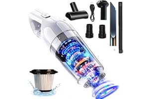 SRAYG Handheld Vacuum Cleaner, 15000Pa Handheld Vacuum Cleaner Battery Bagless Wet Dry Test Winner Car Vacuum Cleaner 120 W Wireless Handheld Vacuum Cleaner Mini Vacuum Cleaner for Car, Home, Pet Hair,