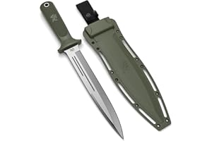 ODENWOLF W Catcher - Großes Jagdmesser aus D2-Stahl - Großes Feststehendes Messer mit Scheide - Einschneidiges Schwert mit TPE-Griff - Full Tang Survival Messer für Outdoor Aktivitäten