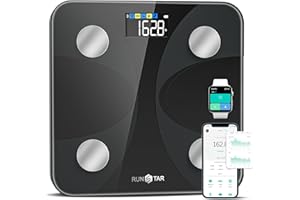 Runstar Scales For Body Weight, Digital Bathroom Scales High Accuracy Weighing Scales with Color Display for BMI Body Fat 13 Body Composition Analyzer Sync with Fitness App