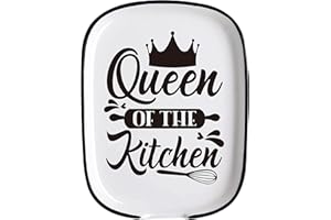 SCALZE Farmhouse Modern Kitchen Ceramic Large Spoon Rest, Queen of The Kitchen Funny White Cooking Utensil Rest Spoon Holders for Kitchen Counter Stove Top