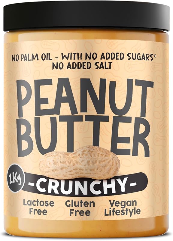 Crema De Cacahuete Crunchy 1kg - Peanut Butter 100% Natural - Calidad Italiana - Sin Azucar Añadidos - Sin Aceite De Palma - Mantequilla De Cacahuete Con Trocitos Crujientes - Crema Proteica