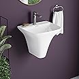 Plantex Ceramic Wash Basin/Wall Hung Half Pedestal Wash Basin for Bathroom/Wall Mount Wash Basin for Bathroom/Office/Hotels (White - 16 x 14 x 14 Inch)