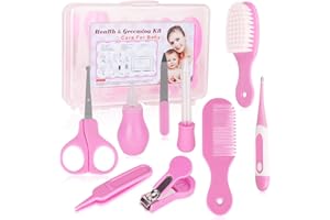 JasCherry Baby Grooming Kit Baby Health Nursery Care Items Essentials Supplies Set for Newborn, Infant, Toddler - Safety Hair Brush Comb Nail Clipper Trimmer for Girl Boys Keep Clean #10