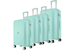 Fly Kite Luggage 4 Piece Suitcase Set 18''20''24''28'', 100% Polypropylene Hard Shell with Aluminium Trolley Handle Real TSA Secure Lock 3 Digit 360° Smooth Wheels|Light Green