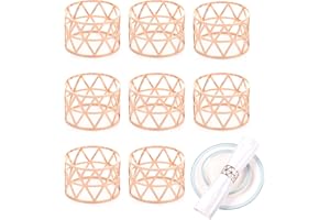 LdawyDE Napkin Rings, Diamond Hollow Out Napkin Ring Holder,8 Pcs Metal Napkin Rings Table Napkin Holders for Wedding Party Dinner Table Hotel Decoration(Rose Gold)