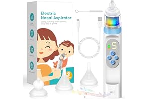 NVKHG Nasal Aspirator, Baby Nasensauger, Ausgestattet Mit 5 Stufen Der Saugkraft, Typ-C-Nasensauger zum Bequemen Aufladen,Mit Wasserdichter, Beruhigender Musik, On-Screen-Display und Sieben Farblichte
