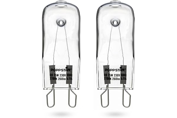 Poppstar ugnslampa G9 40W värmebeständig upp till 300 grader (2400K varmvit 400lm) 2-pack