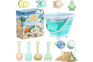 YKHSUAOU 11 Pièces Jouet de Plage Enfant Kids Beach Play Set Ensemble de Jouets de Sable Jouets de Sable de Voyage avec Seau Pliable Enfants Jeux de Plage pour Enfants Intérieur ou Extérieur.