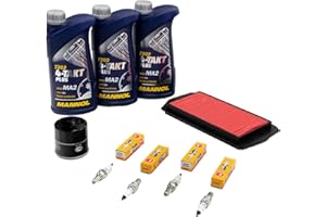 MVH BOCKAUF Wartungspaket Öl 3L + Luftfilter + Ölfilter + Zündkerzen für Yamaha FZ6 600 FZ6 S2 600 RJ07 RJ14 Baujahr 2004-2010