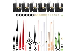 MUDDER 6 Pièces Mécanisme de Mouvement d'Horloge à Arbre Long à Couple Élevé avec Pasteurs, Crochets et 6 Paires Différentes de Mains des Pièces de Réparation d'Horloge (28 mm/ 1.10 Pouces)