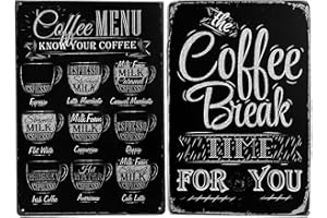 Dancepandas Cartel de Chapas Cafe 2 Piezas Cartel de Metal Vintage Poster Cafe Menu Placa Metalica Decorativo Coffee Makes,para Cafetería Póster,Pub,Home,Decoración del Club