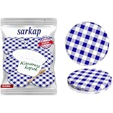 Sarkap Hijyenik Paketli 10 Adet Kavanoz Kapağı - Lacivert Ekose- 82Mm