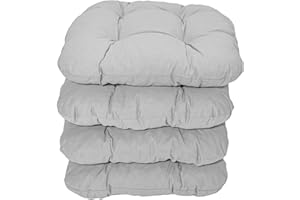 KATEX COLLECTION Katex 4er Set Sitzkissen 38x38 cm Sitzpolster Stuhlkissen Outdoor & Indoor Kissen Weiche Kissen für Gartenstühle, Kissen mit 8cm Schaumstoff Polsterung - Hergestellt in Polen (Silber)