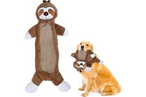 DEARBAG Gioco per Cani Interattivo Squittente, Gioco da Masticare Resistente, Peluche Forma di Bradipo con Carta Crespa per Pulire Denti e Scaricare lo Stress