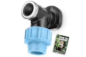 BFG Racor MDPE de Fontanería para Tuberías de Agua, Codo de Pared 20mm x 1/2" BSP Hembra, para Tubería de Plástico MDPE, 16 Bar, Temp. Máx. 45°C, para Grifo Externo