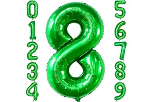 IEFOAH 40in Green Balloon Number 8, Helium Foil Mylar Green 8 Balloon for 8th Birthday Party Decoration Wedding Anniversary