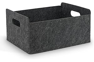 BEHONA Filzkorb Aufbewahrungskorb aus Filz, Organizer Box für Schrank & Regal, Faltbarer Aufbewahrungskorb, Filzbox für Zuhause und Büro, Schwarz ( 1 Stück )