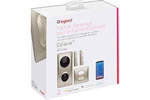 LEGRAND - Kit Démarrage Produits Connectés Céliane with Netatmo - 1 Prise Connectée + 1 Interrupteur Connecté + 1 Commande Générale + 1 Commande Éclairage/Prise - Fabriqué En France - Métal Titane