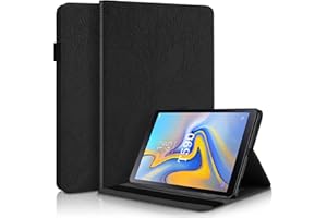 AsWant Galaxy Tab A 10,5 Pollici 2018 Custodia in Rilievo Albero Pelle PU Custodia a Portafoglio Porta Penne Custodia per Tablet Custodia per Samsung Galaxy Tab A 10,5" 2018 SM-T590/SM-T595 Nero