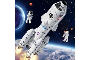 Doloowee Fusée Jouet Espace, Fusée Spatiale Jouet, Jouets de fusée Spatiale avec Projection, Astronautes, modèle de fusée assemblé Jouets éducatifs pour garçons de 5 à 6 Ans