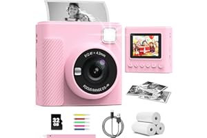 TIATUA aparat błyskawiczny dla dzieci, 2.4'' Aparat Natychmiastowy dla Dzieci z Kartą 32 GB & Papierem do Drukowania, 1080P Cyfrowa Kamera Zabawka, Prezenty na Święta i Urodziny dla Chłopców 3-12 Lat