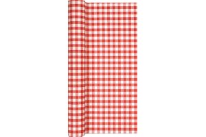 Bordslöpare rulle rutig i rött – vit/rutig/airlaid/bordsband för fest/födelsedag 40 cm x 4,90 m