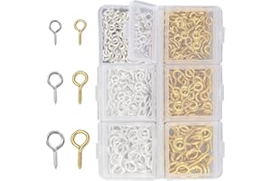 TAKFREE Small Screw Eye Pins for Jewellery Making, 400pcs Mini Eyelet Screws Eye Pin Metal Little Eyelets Screw Threaded for DIY Crafts Pendants Beads