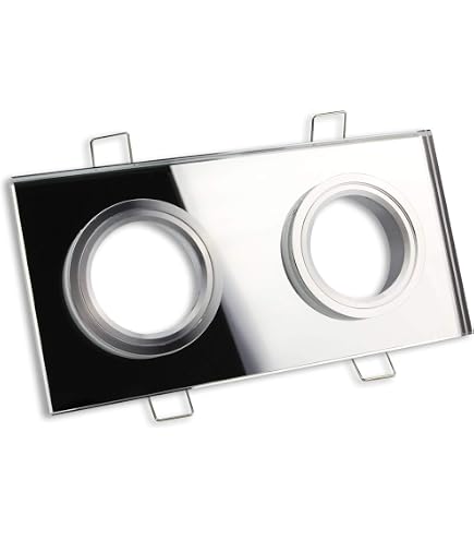 Eckiger Einbaurahmen 3-fach, Schwenkbar Bis 45°, Aluminium Gebürstet – Für GU10, MR16 & LED Spots (Einbautiefe 25 Mm)