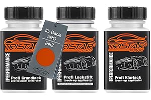 TRISTARcolor Peinture voiture Kit crayon de retouche peinture pour Dacia/ARO ENZ Arizona Orange Metallic Peinture de fond peinture de base vernis clair 50 ml chacun