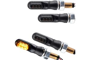 Germany Motorsports Motorcycle LED Mini Indicator Spark Black Smoke Tinted Mini Indicator E-Approved Front Rear 12 V (2 Pairs)