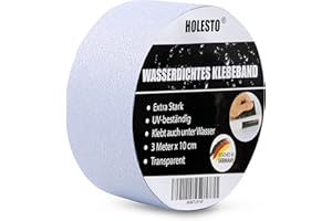Holesto® Wodoszczelna taśma klejąca – bardzo mocna taśma naprawcza – taśma pancerna – wodoodporna taśma uszczelniająca – taśma naprawcza do basenu/domu/plandek/namiotów (3 metry x 10 cm)