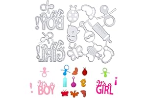CHOLINCHIN Fustella Modello di punzonatura Baby Set con scritte È una ragazza Ragazzo Modelli goffratura per punzonatrice, fustelle di Taglio per scrapbooking Decorazione di carte per album embossing fotografici