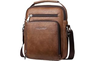 Hjkiopc Borsello Uomo Pelle Tracolla Casual Borsa a Spalla da Uomo Borselli da Lavoro Piccolo Messenger Bag per ufficio,Viaggio,Vita quotidiana, creatività regalo per la festa del papà (C- marrone)