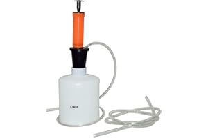LIGO Pompa di aspirazione, pompa di aspirazione olio per tosaerba con 2 tubi, imbuto e serbatoio in plastica, kit pompa olio 1,6 l