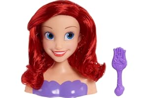 Disney Just Play Princess Ariel Mini Hairdressing Head 14 cm with Hair Brush for Styling Fun, from 3 Years