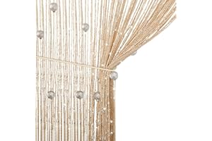 AIZESI 1PCS String Drop Curtain Decorative Glitter String Room Partition String Curtains Divider Door Window Panel Screen 90 X 200cm Crystal Beads String Tassel Beaded Curtain White Windows Home Decor