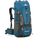 Bseash 60L Hiking Backpack with Rain Cover Waterproof Large Capacity Outdoor Sports Travel Climbing Tourism Blue Green 60L US