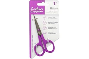 CRAFTER'S COMPANION Sharp Craft Scissors for Adults - Japanese Precision Stainless Steel Blades - Non-Stick Teflon Coated - Ergonomic Design - Perfect for Paper, Card, Felt and Fabric - by Crafters Companion (4.5 Inch)